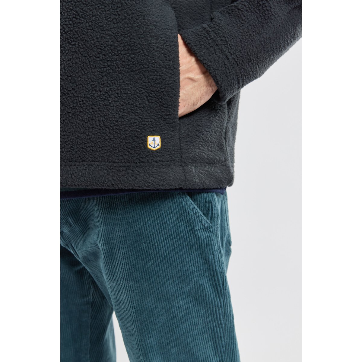 Sweat zippé unisexe en sherpa marine deep, ARMOR-LUX