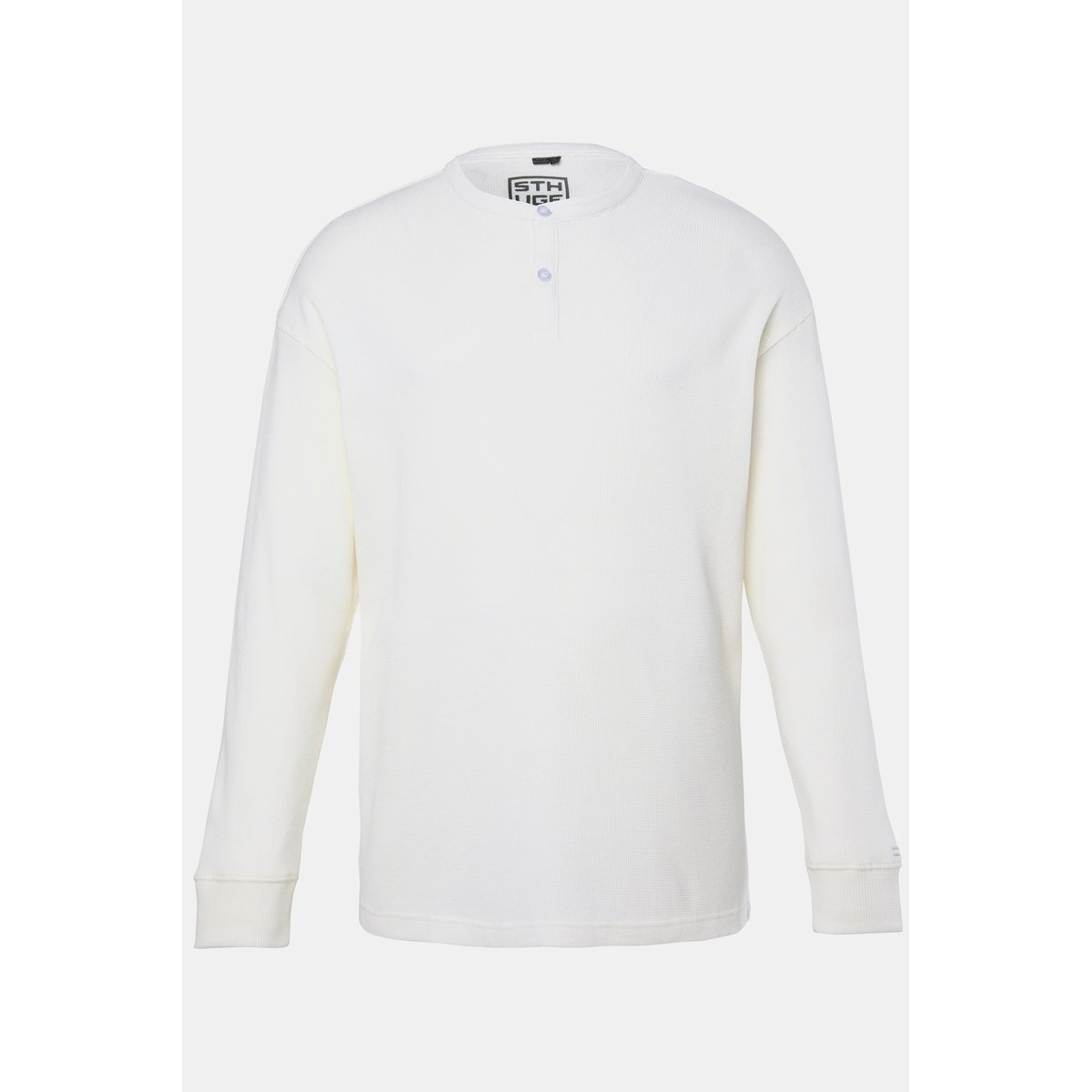 Henley, manches longues, gaufré blanc cassé, STHUGE