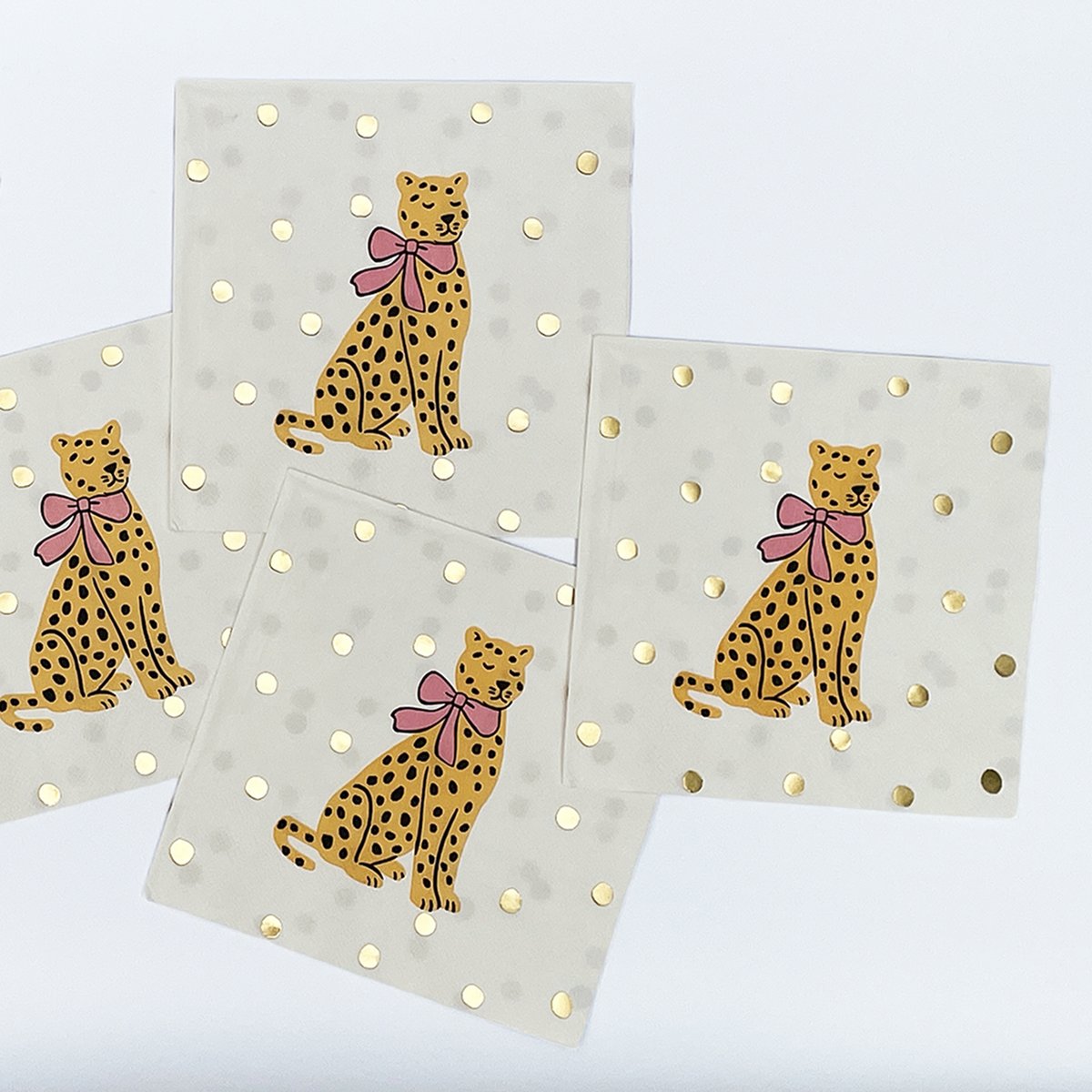 Lot de 20 serviettes en papier motif léopard nœud marron, OPJET