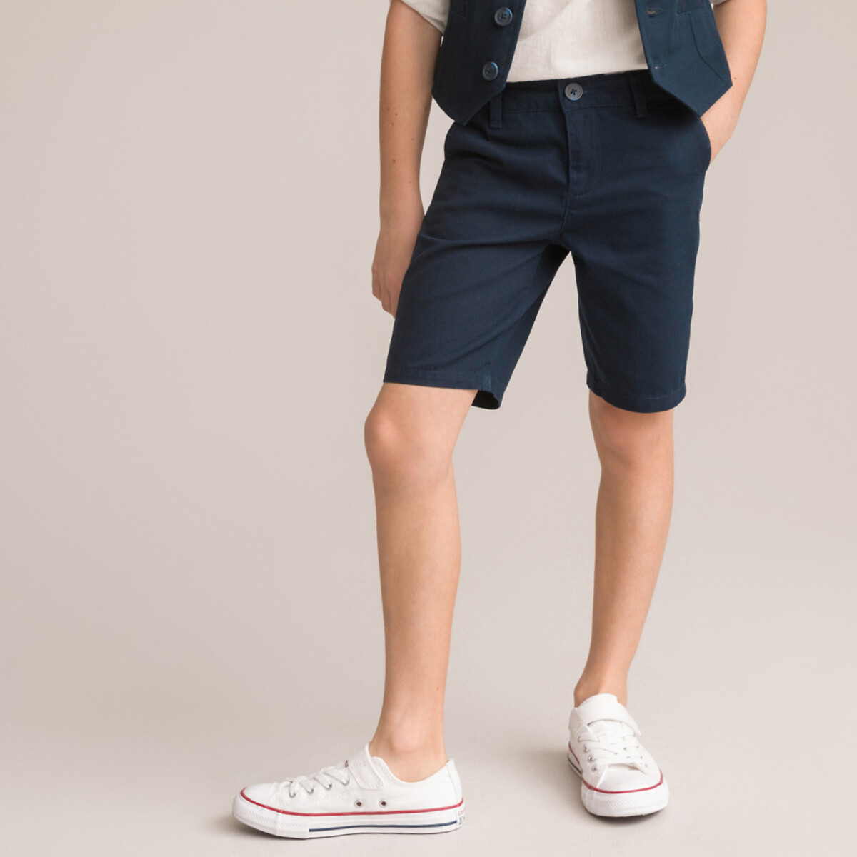 Cotton Bermuda Shorts navy blue, LA REDOUTE COLLECTIONS