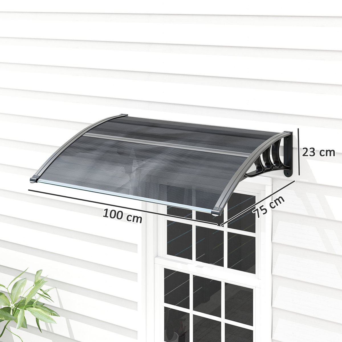 Auvent de porte Polycarbonate Noir noir, OUTSUNNY
