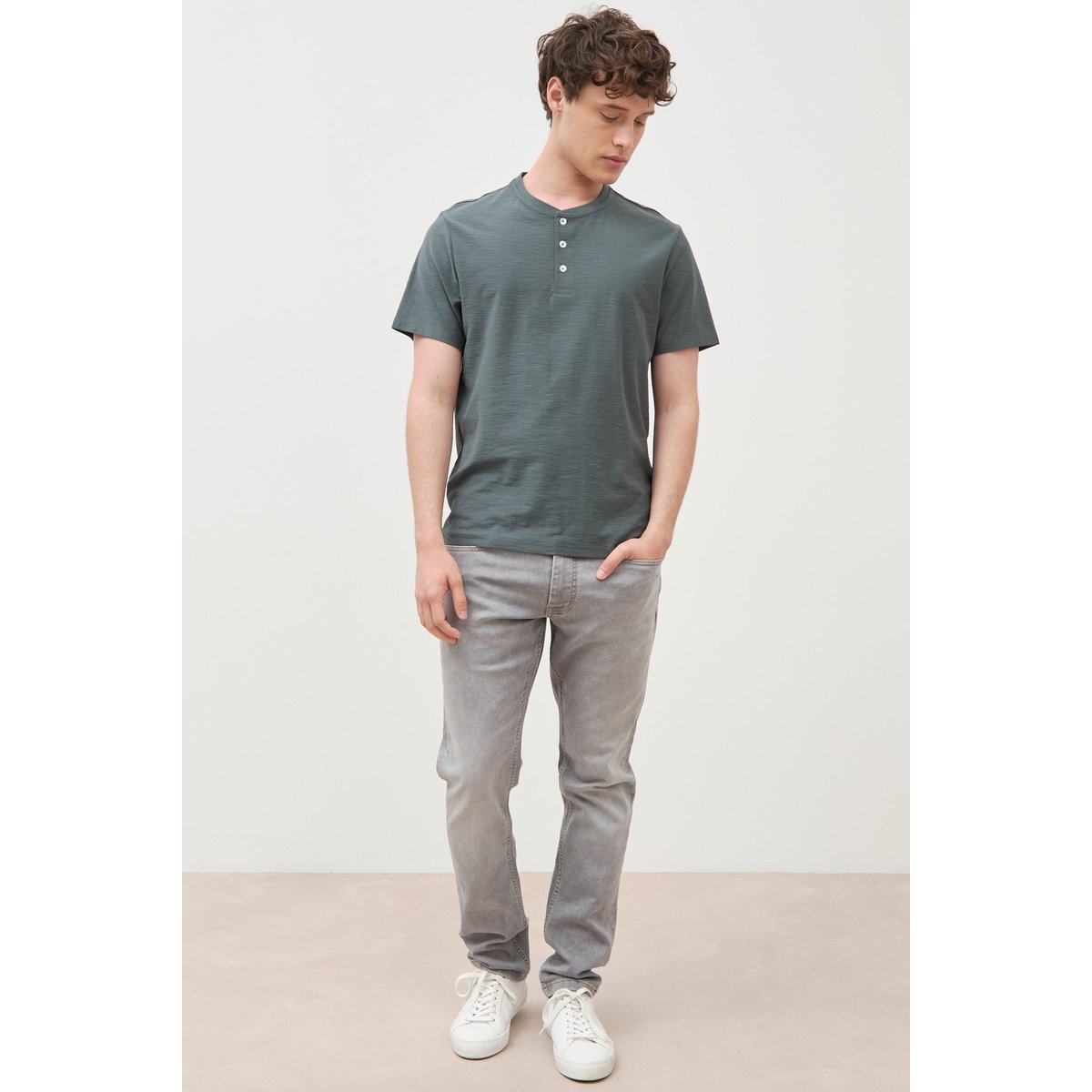 Jeans slim longueur 32 denim gris, BONOBO