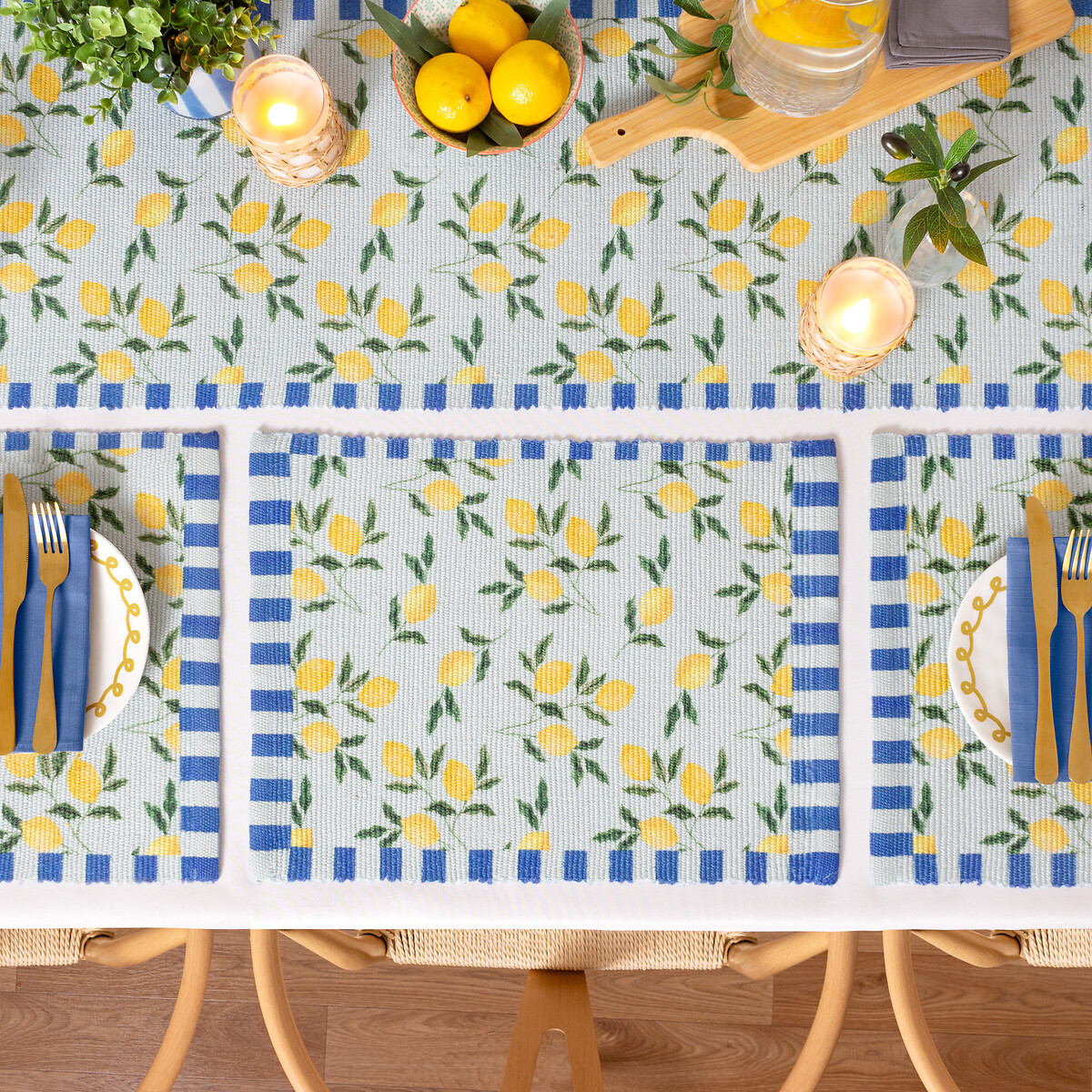 Lemons Table Runner - 35x230cm blue, FURN.