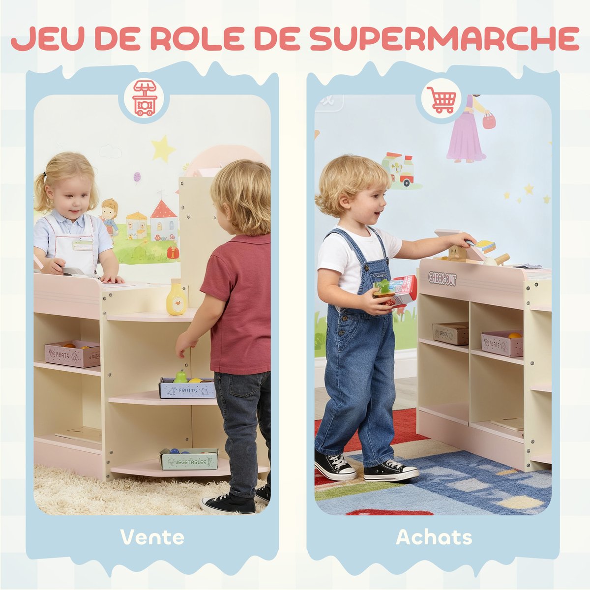 Boutique des enfants MDF Rose rose, beige, multicolore, AIYAPLAY