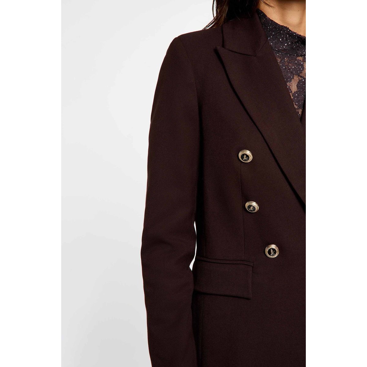 Blazer ajusté manches longues marron foncé, MORGAN