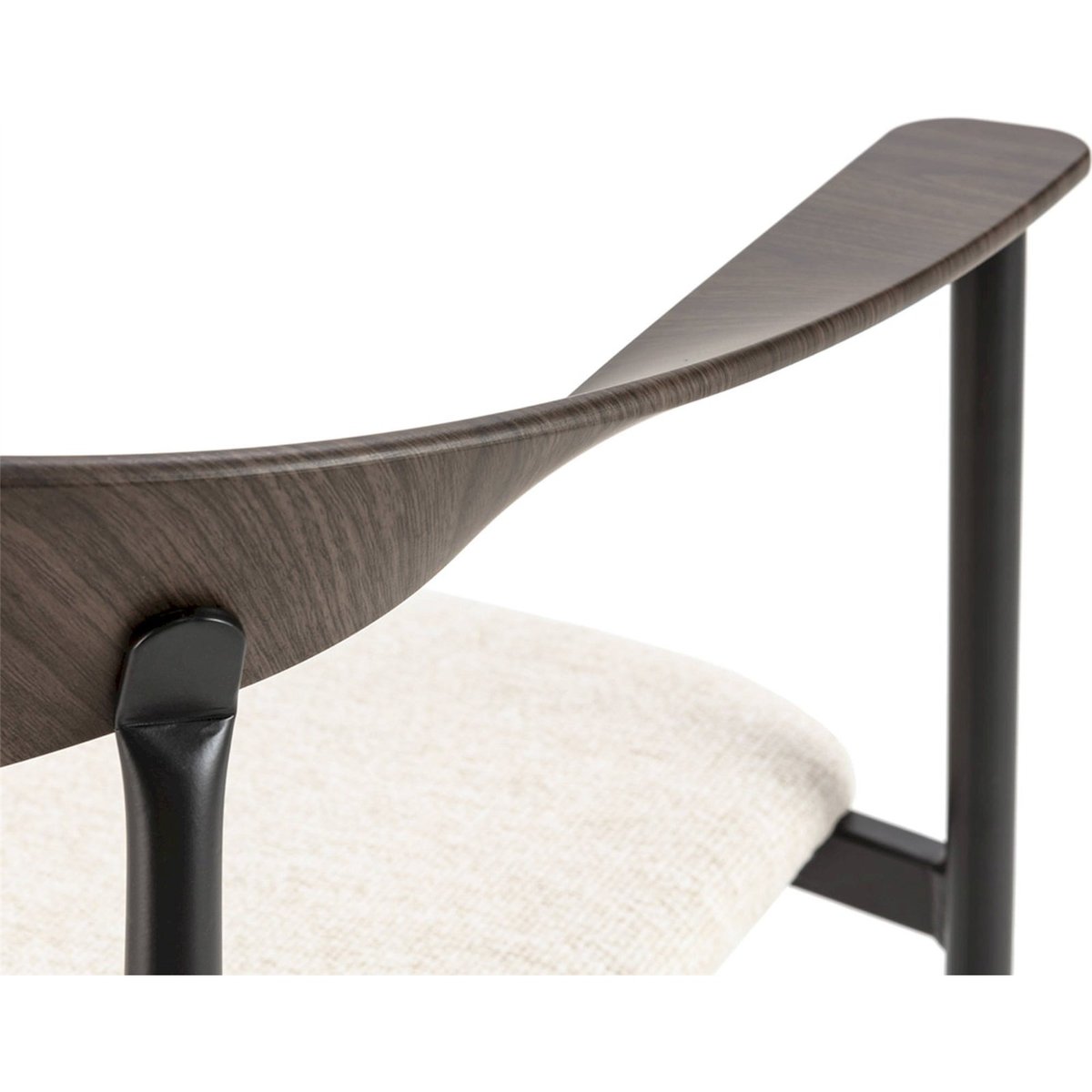 Chaise empilable contemporaine en métal noyer foncé tissu blanc noir, RECOLLECTION