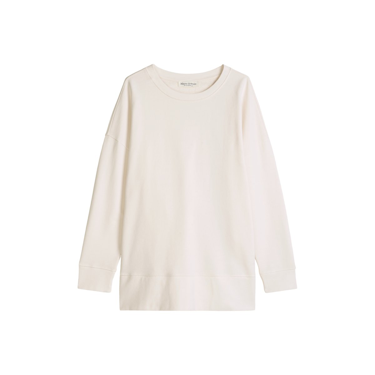 Logo-Sweatshirt loose en coton organique blanc naturel, MARC O'POLO