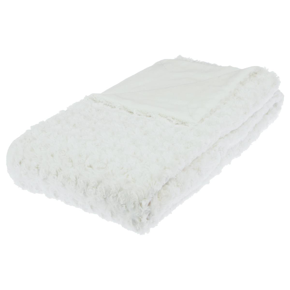 Plaid imitation fourrure BOUCLETTE blanc, ATMOSPHERA