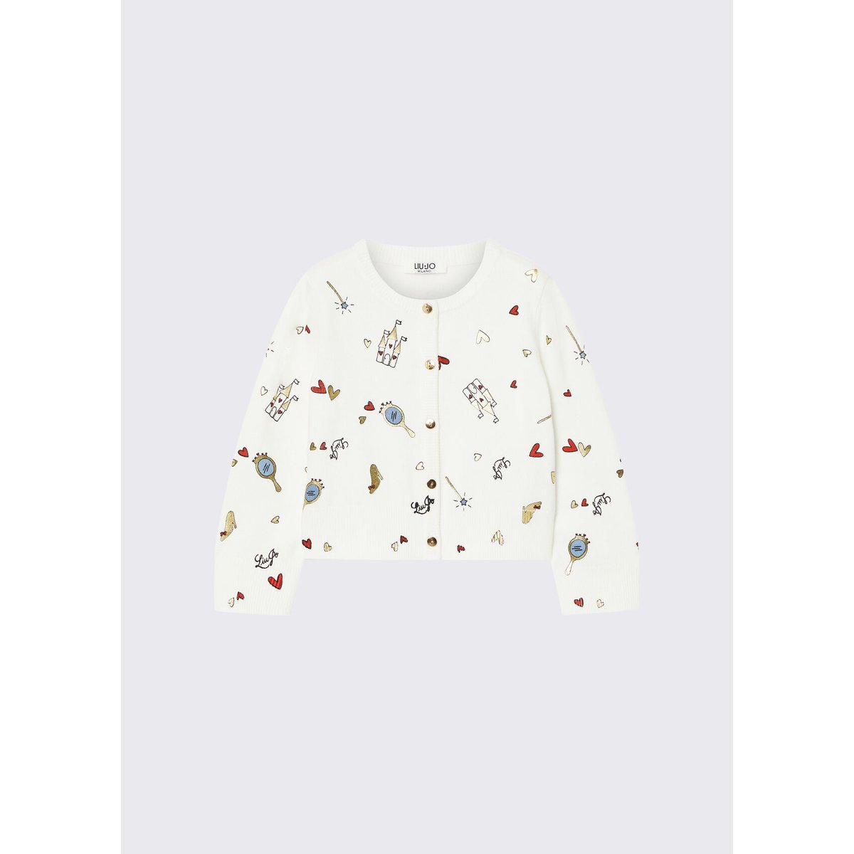 Cardigan avec imprimé blanc avec imprimé, LIU JO