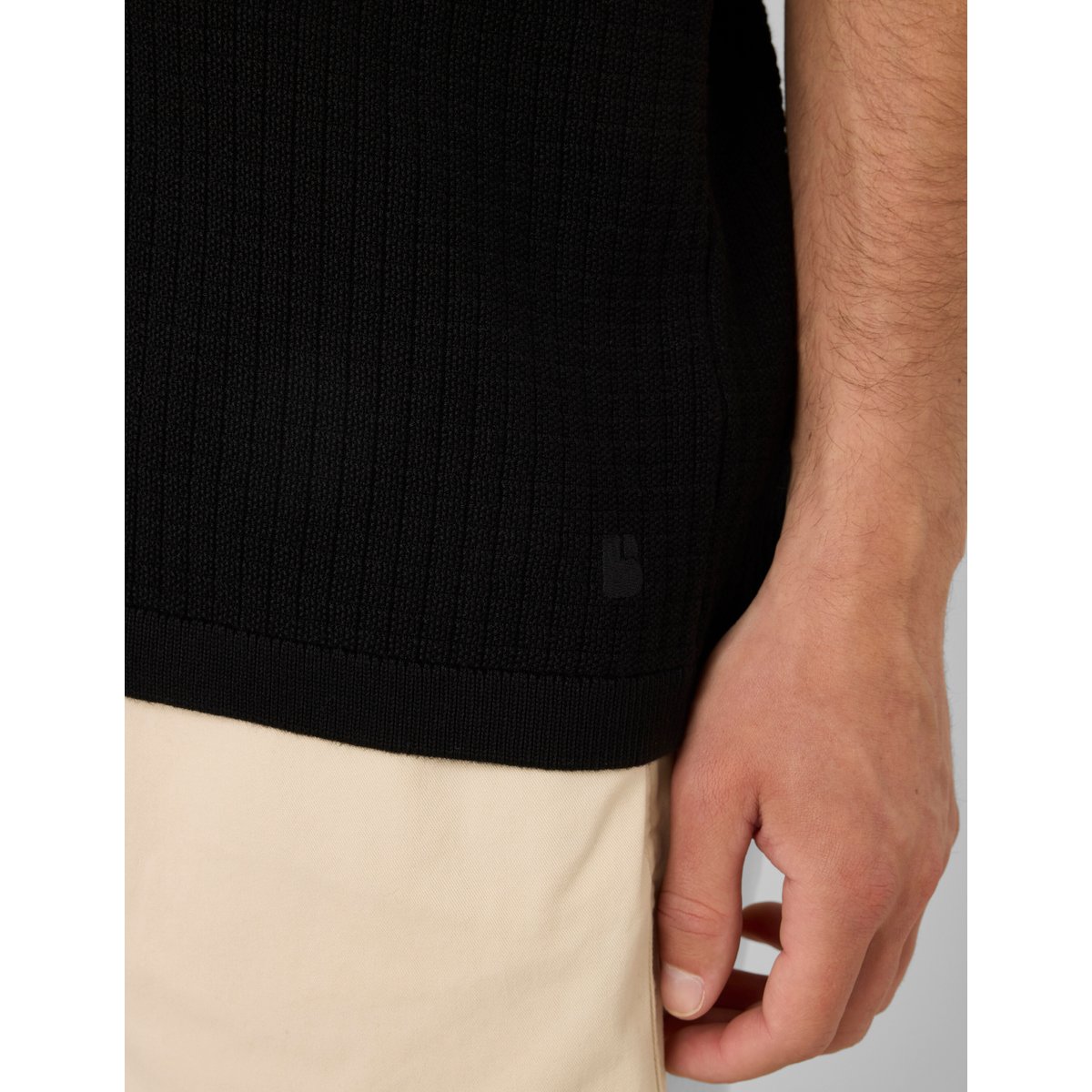 Polo maille côtelée noir, BZB