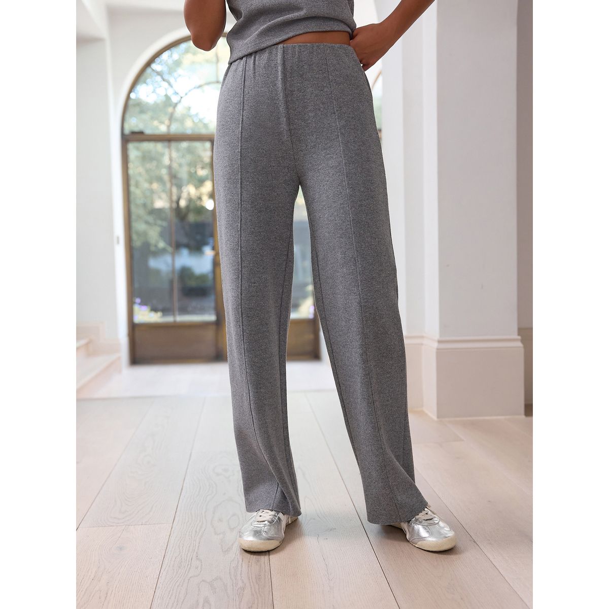 Pantalon ample en maille côtelée douce gris anthracite, NEXT