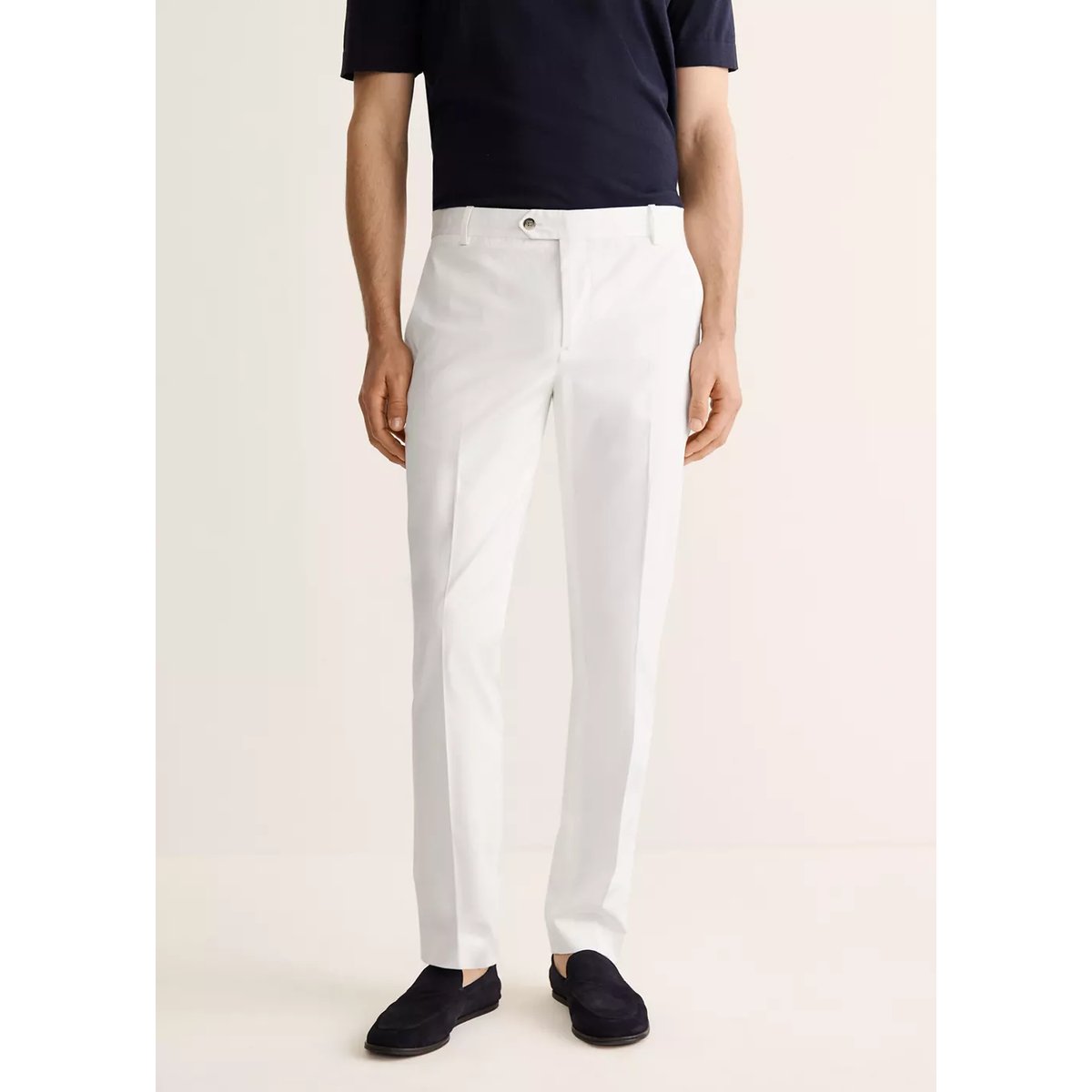 Pantalon slim-fit coton blanc cassé, MANGO MAN