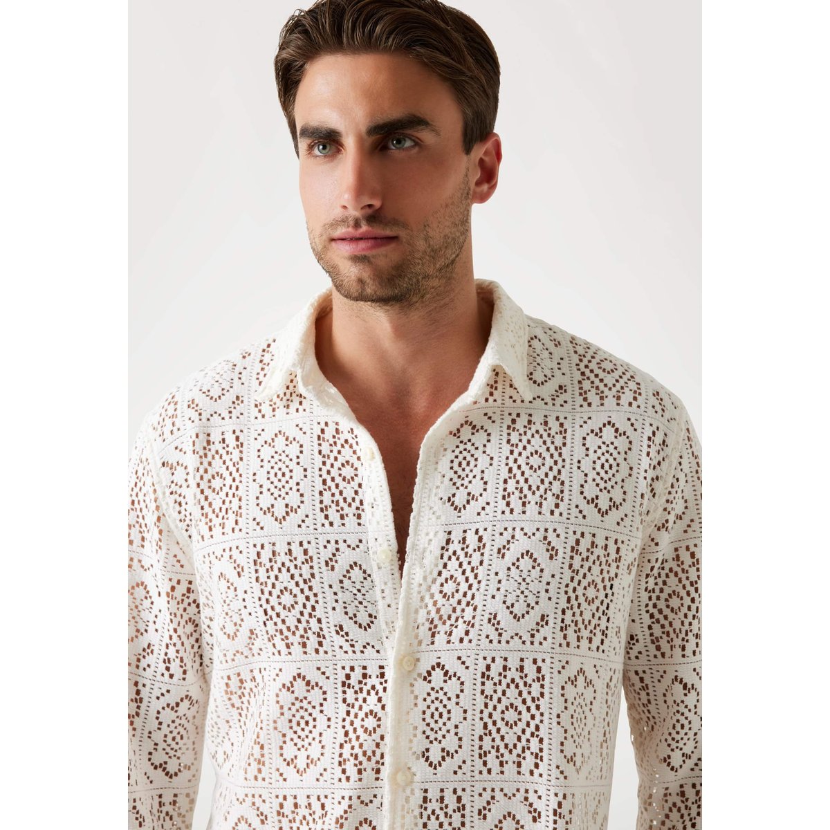 Chemise Crochet blanc, GUESS