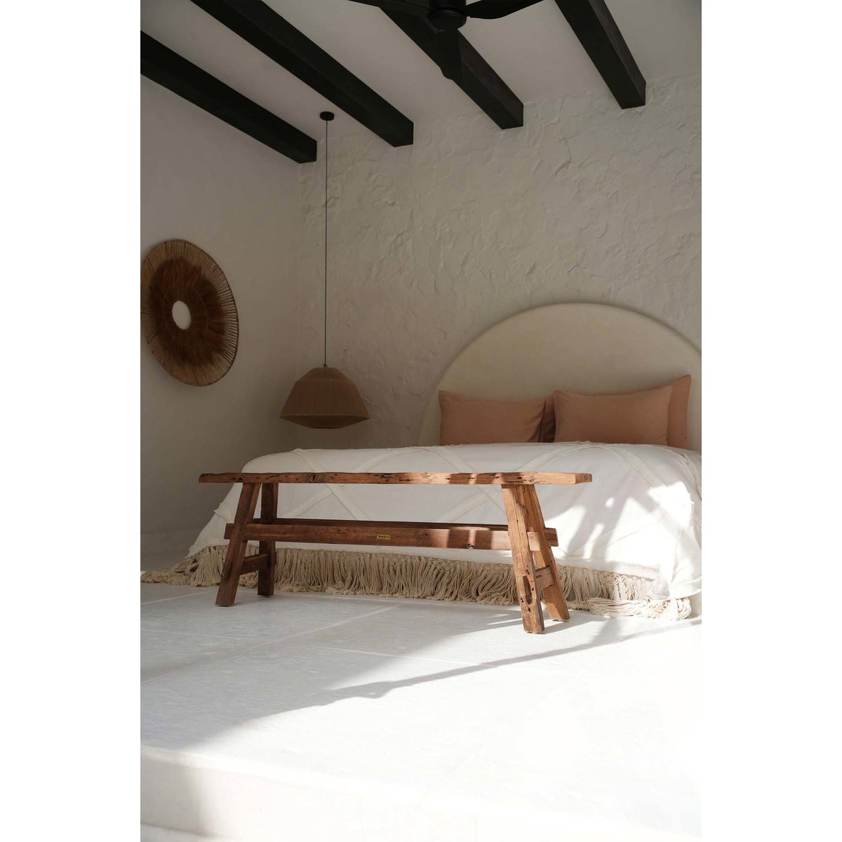 Banc en bois de teck BEAUTEOUS beige, BAZAR BIZAR