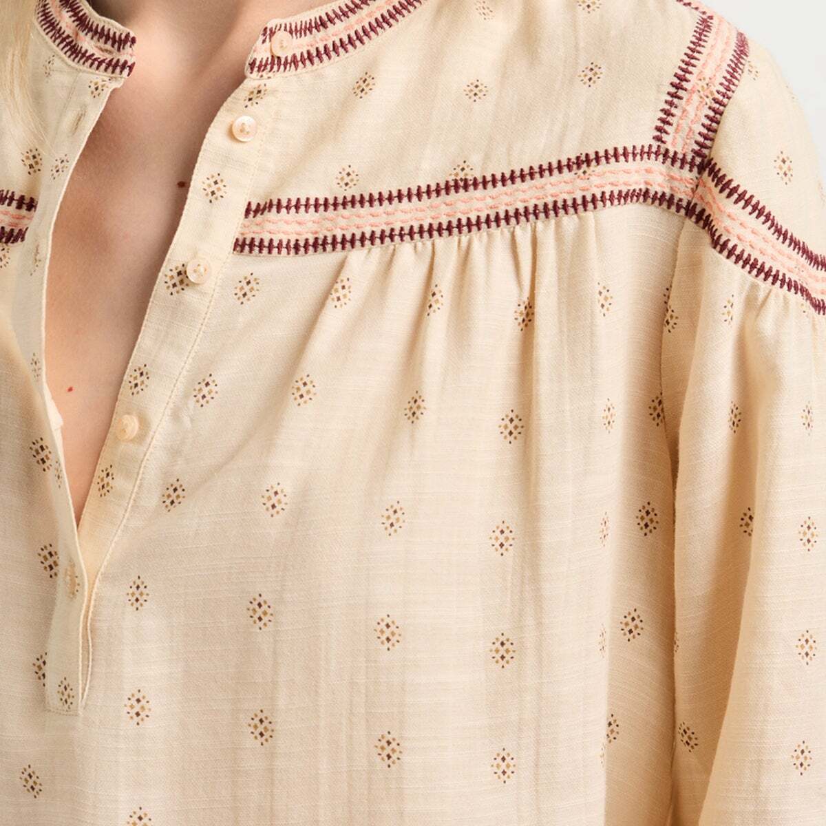 Blouse Fluide À Col Mao blanche mousse, PEPE JEANS