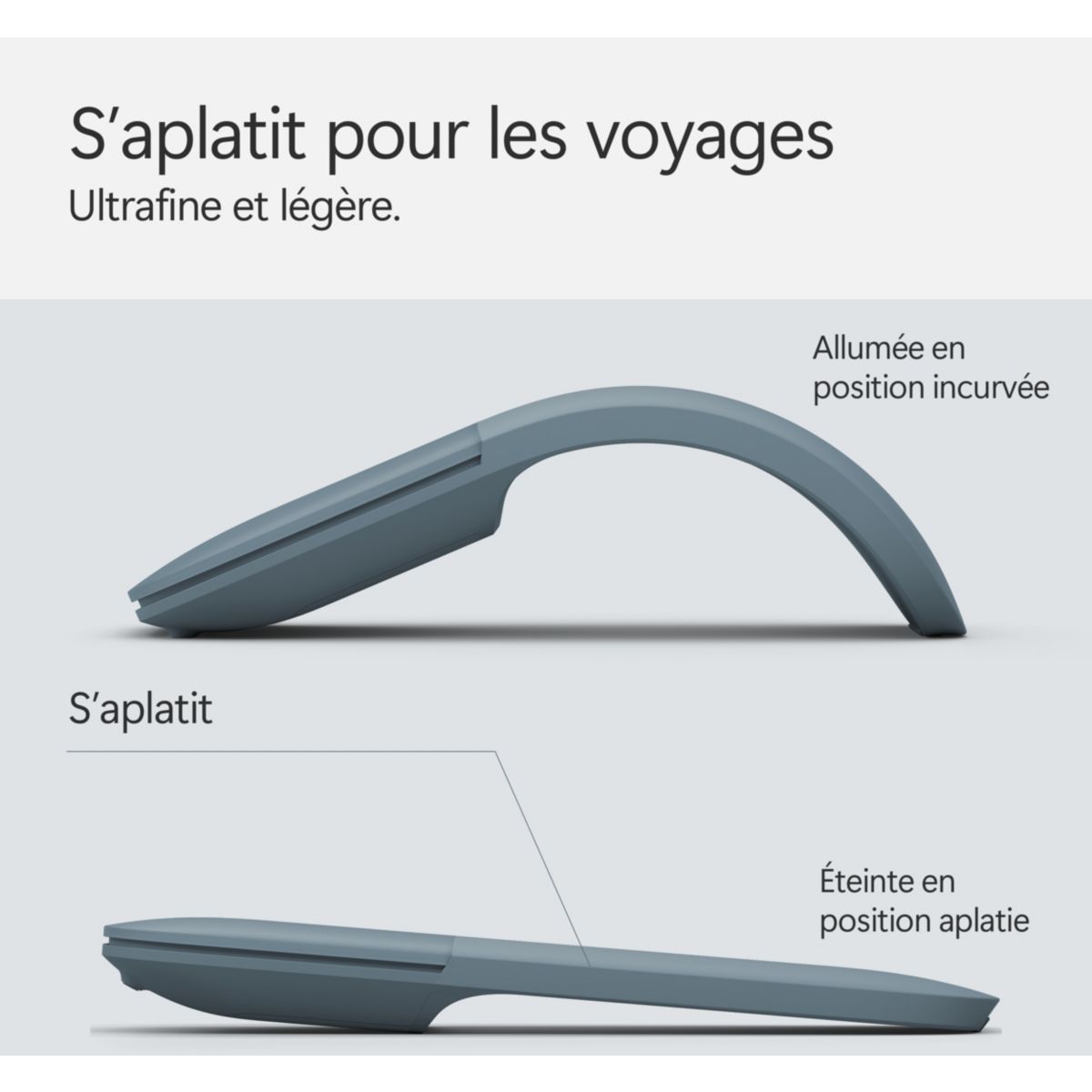 Souris sans fil Surface Arc Mouse | Bleu Océan couleur unique, MICROSOFT