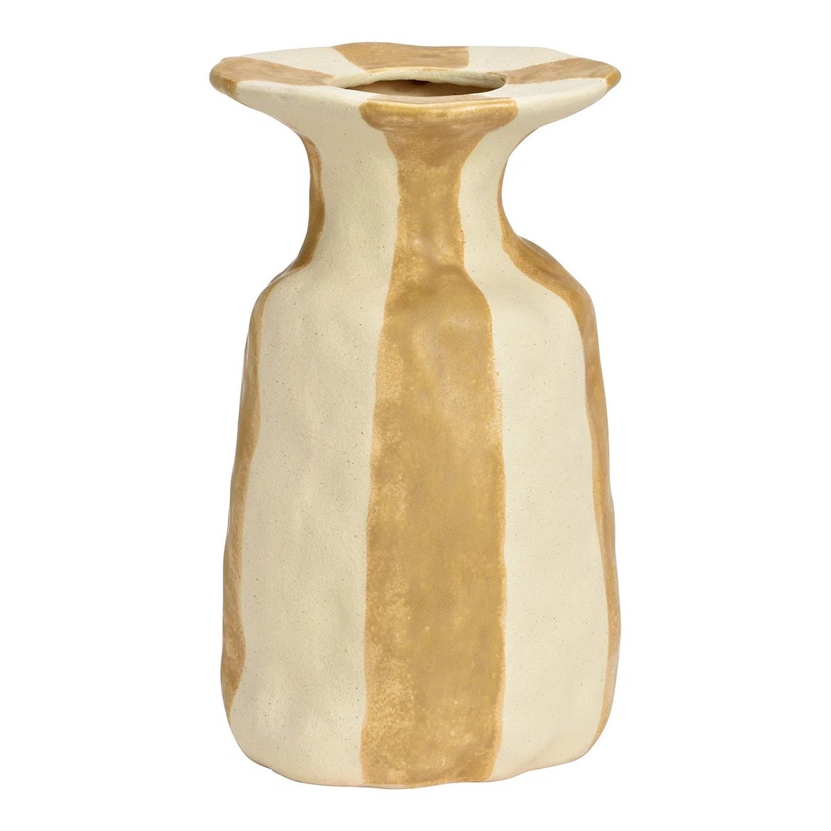 Vase en céramique rayé beige, EDEN