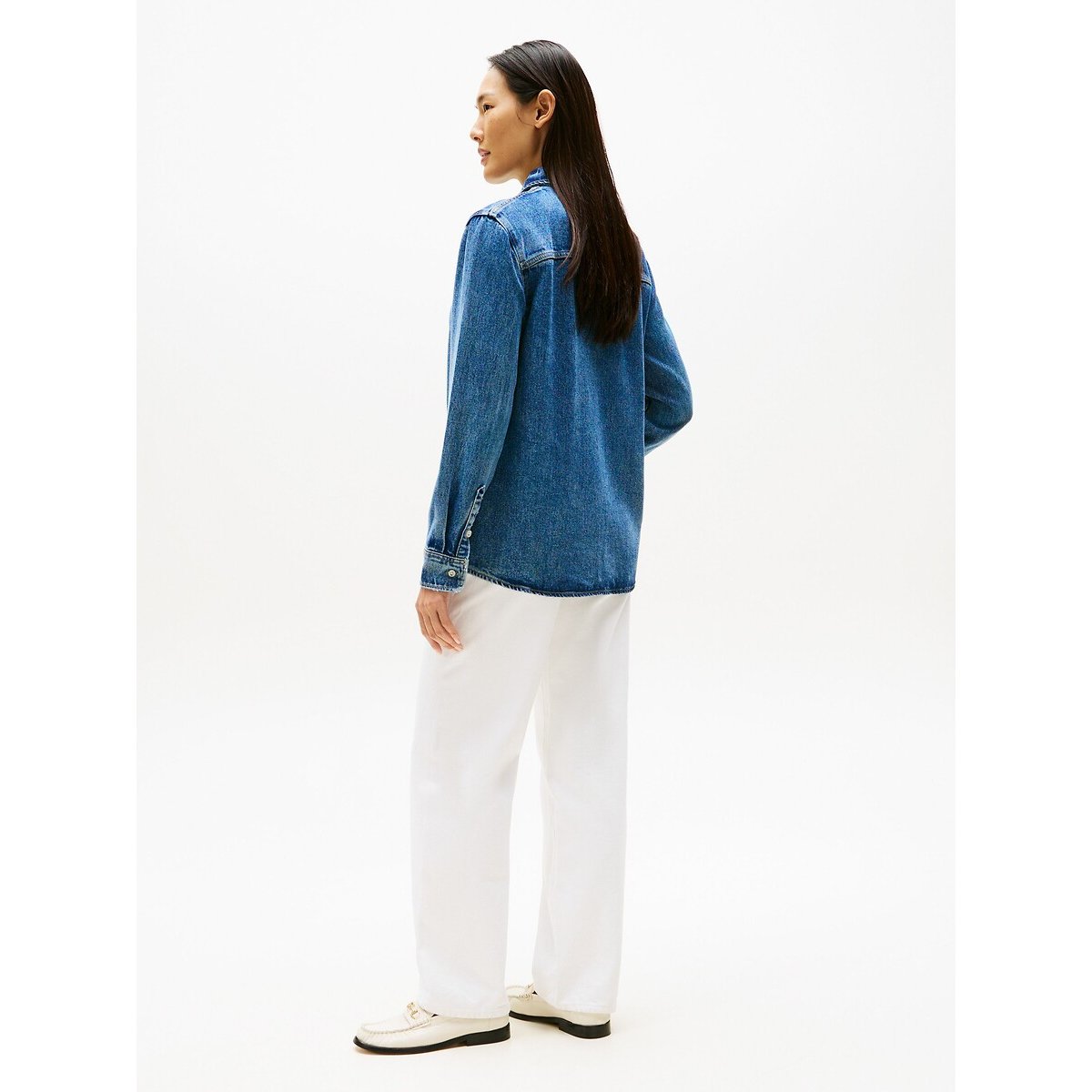 Lyocell Denim Shirt with Long Sleeves denim blue, TOMMY HILFIGER