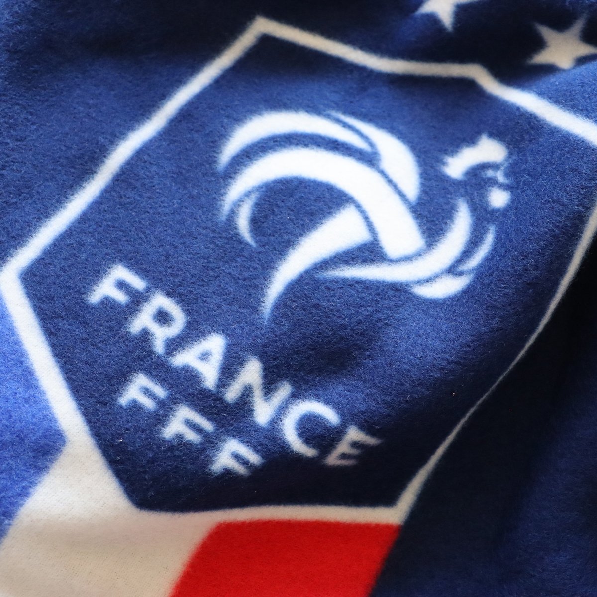 Ensemble Plaid et Coussin, Équipe de France de Football CHAMPIONS bleu, FFF
