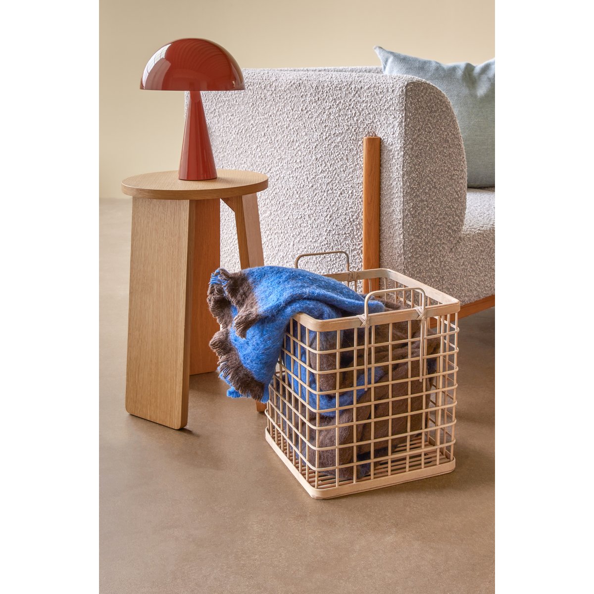 Tabouret en placage de chêne SPLIT naturel, HUBSCH