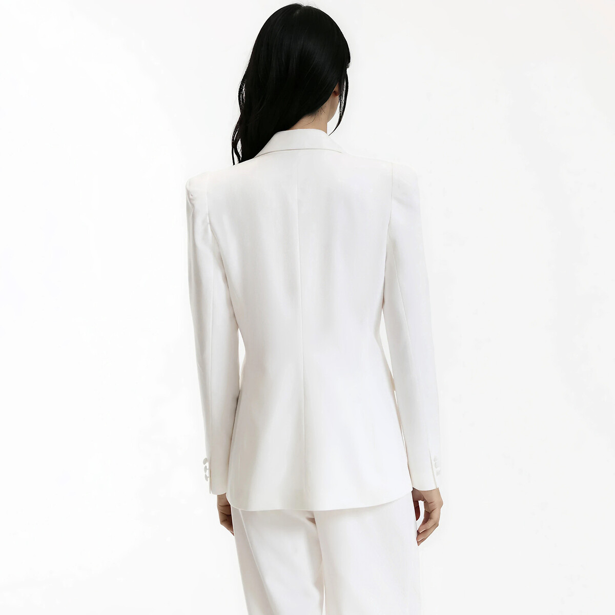 Blazer long coupe cintrée blanc, LA REDOUTE COLLECTIONS