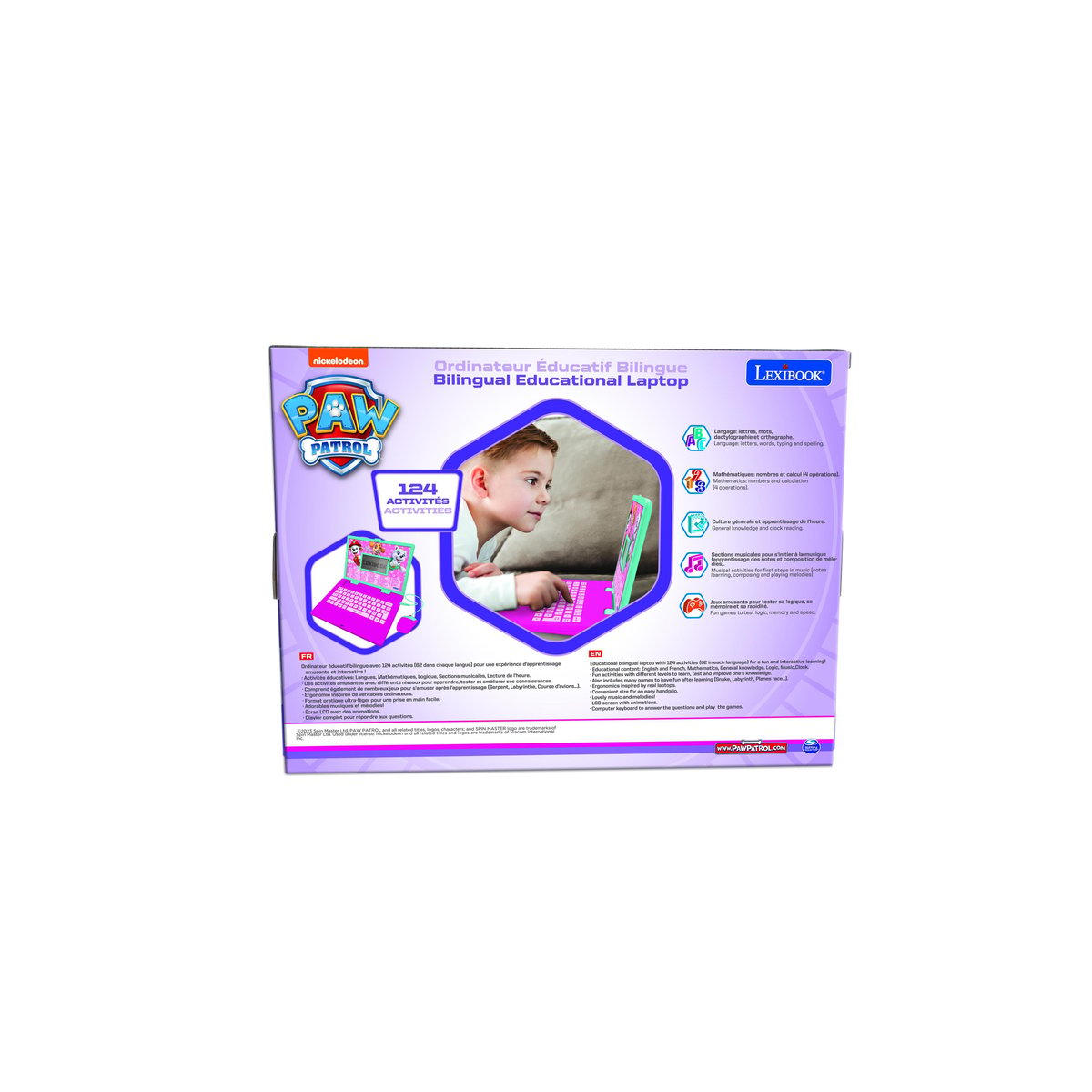 Ordinateur portable éducatif La Pat Patrouille - Français/Anglais rose, LEXIBOOK