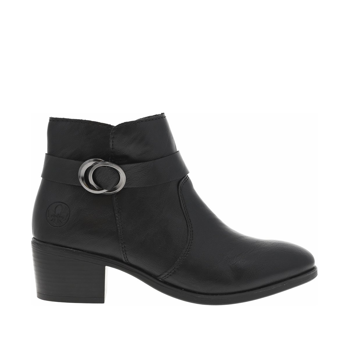 Boots noires à talon décroché moyen avec un zip côté interne noires, RIEKER
