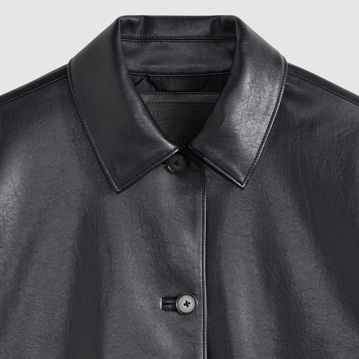 Manteau court boutonné, col polo noir, LEVI'S