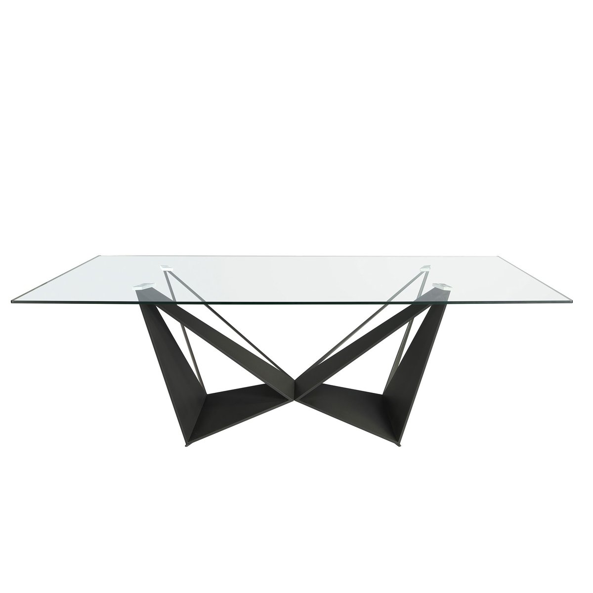 Table à manger rectangulaire verre trempé et acier noir | cristal, ANGEL CERDA