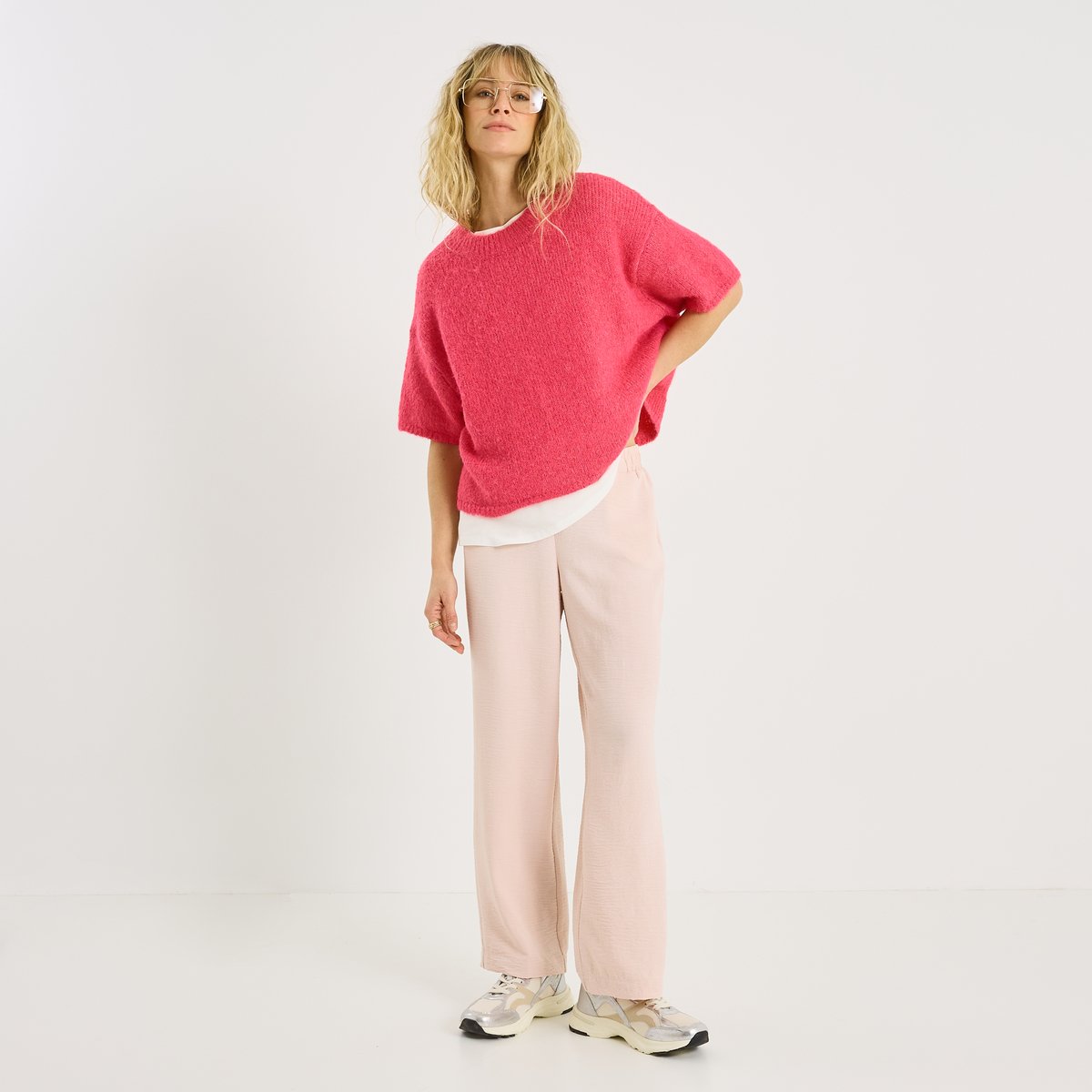Pantalon fluide taille élastiquée rose, GRAIN DE MALICE