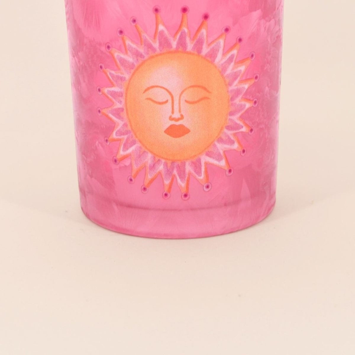 Photophore soleil en verre 12cm rose, KERSTEN