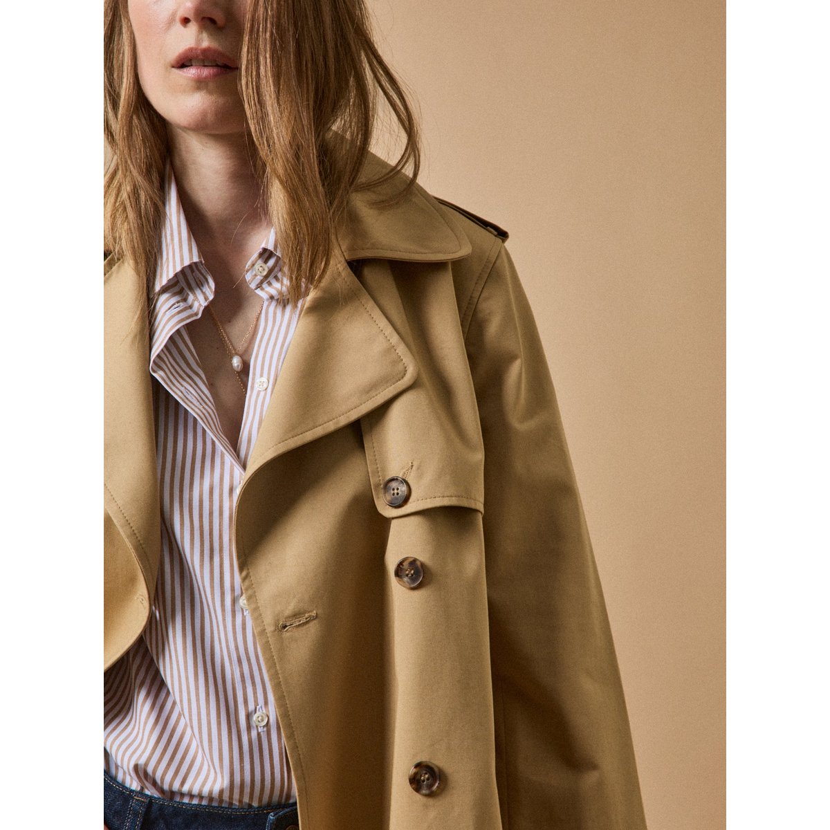 Trench long coton biologique beige, CYRILLUS