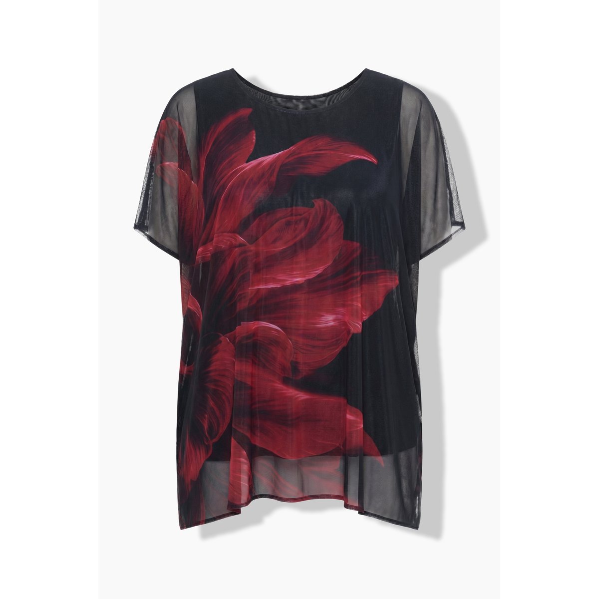 Blouse en tulle doublée, coupe oversize bordeaux rouge, ULLA POPKEN