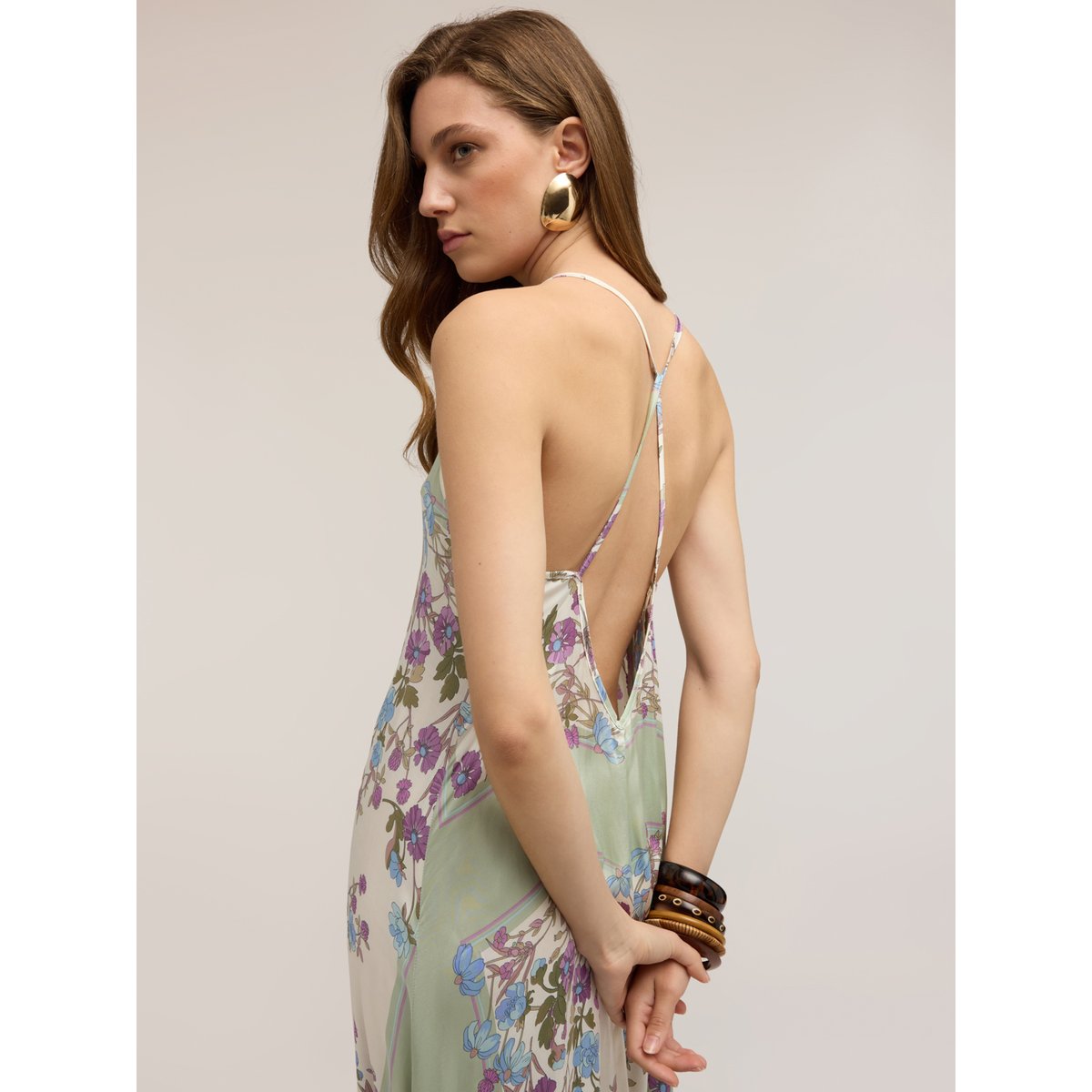 Robe longue imprimée blanc, MOTIVI