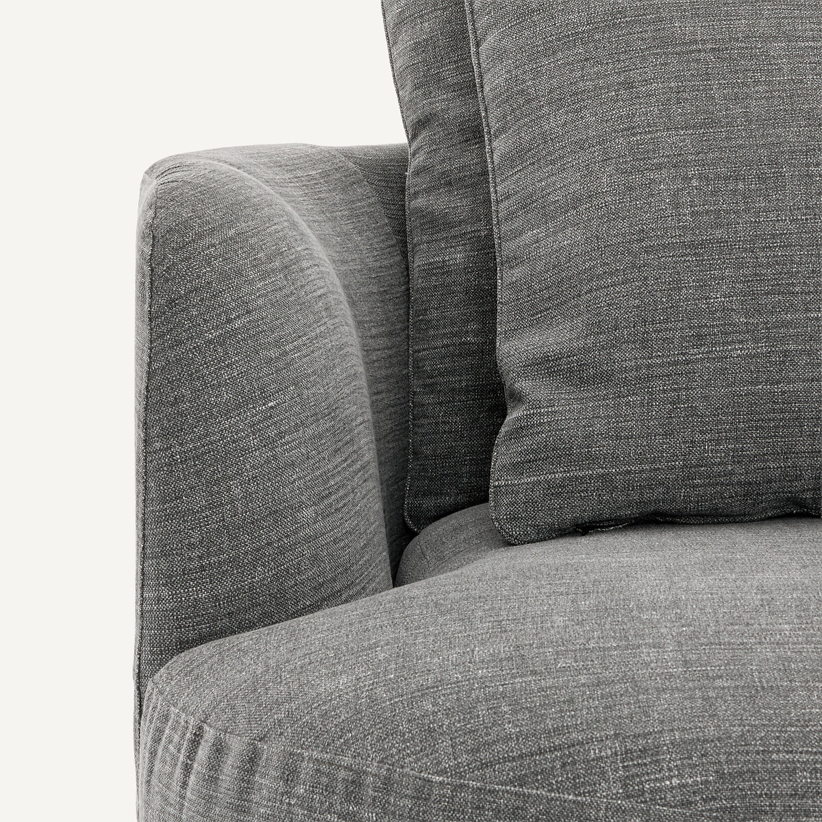 Demi-canapé gauche, arrondi, modulable en coton et lin, TIBERIO anthracite, AM.PM