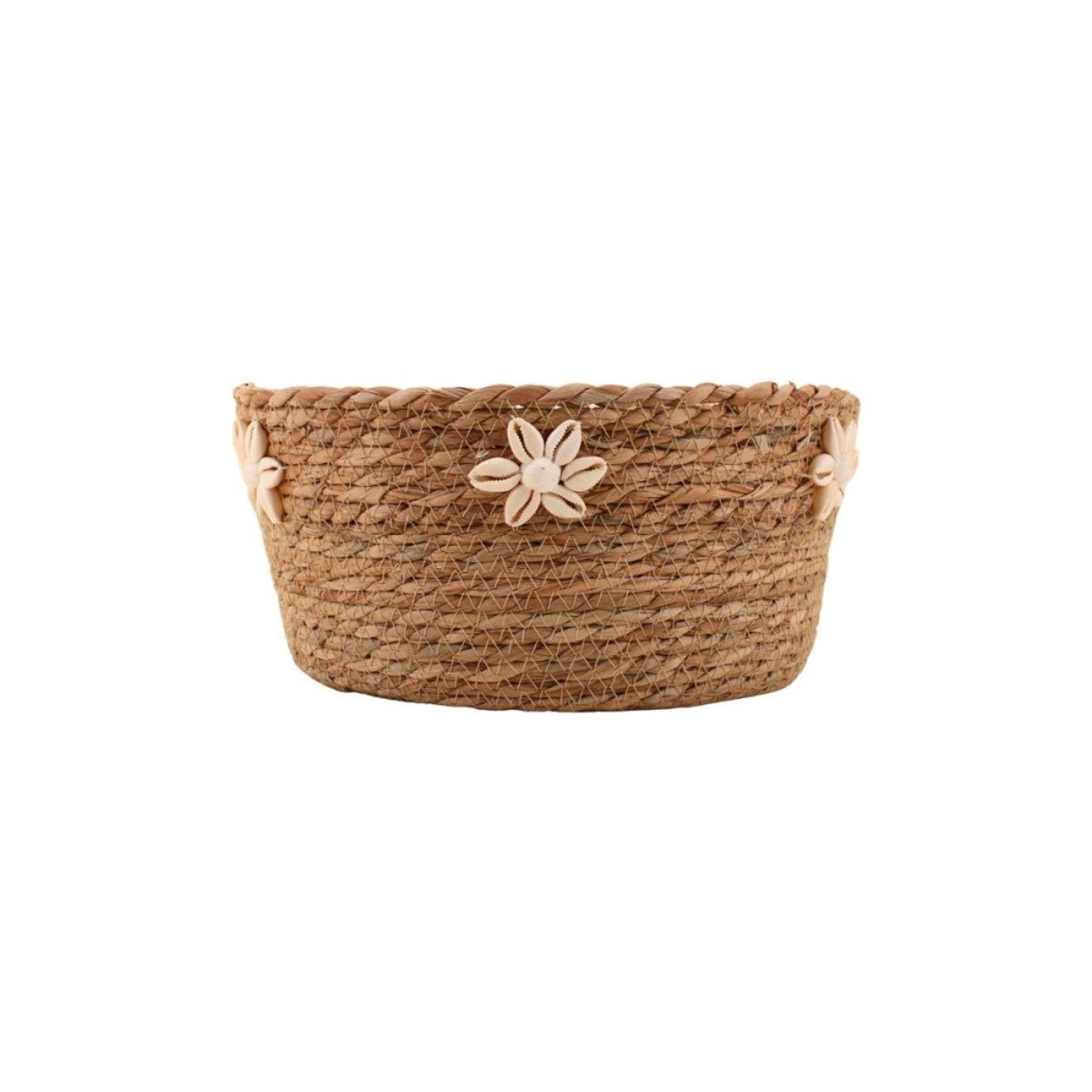 Panier en fibres naturelles détails coquillages 27cm naturel, AZAO