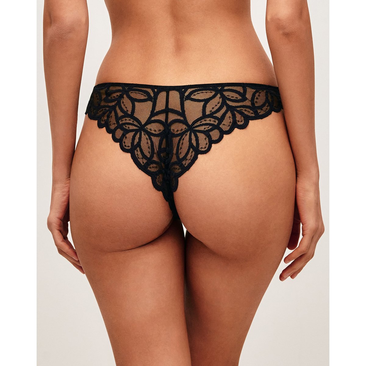 Tanga en mesh avec broderies florales TROPICFLEURIZ noir, UNDIZ