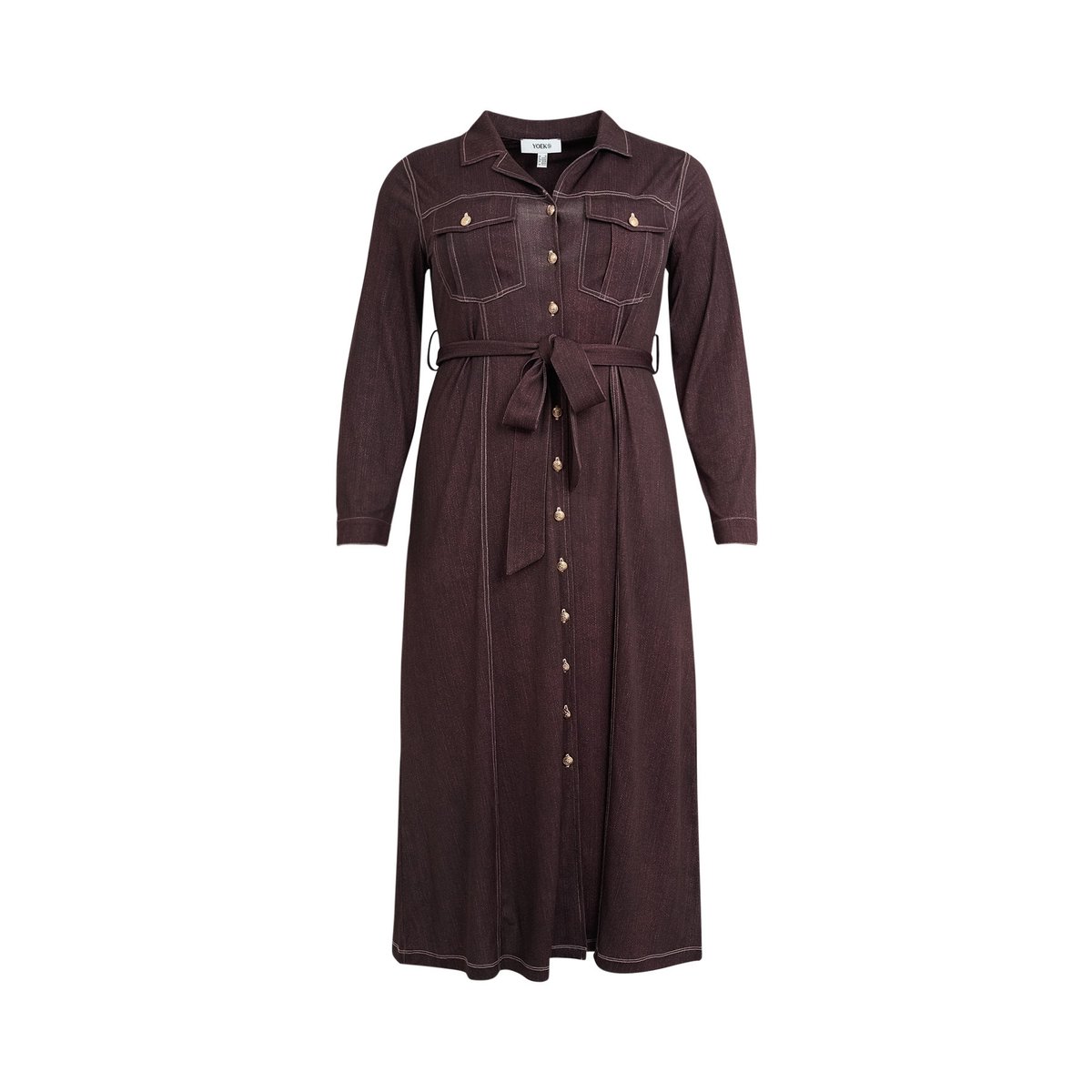 Robe avec manches longues marron, YOEK