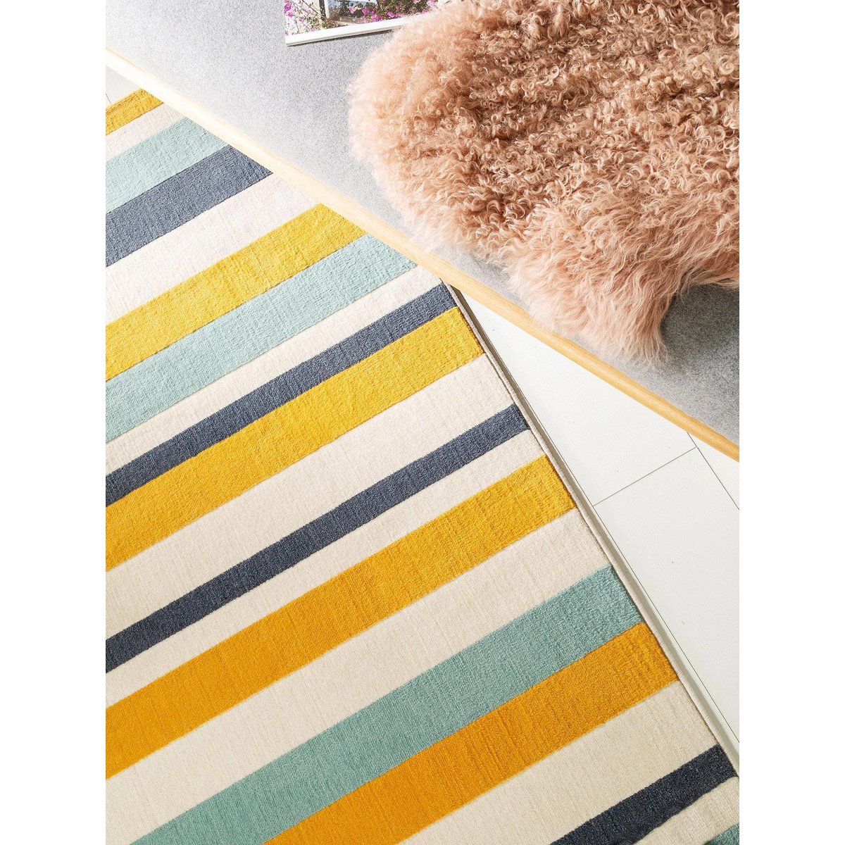 Tapis DESSERT bleu/jaune, BENUTA