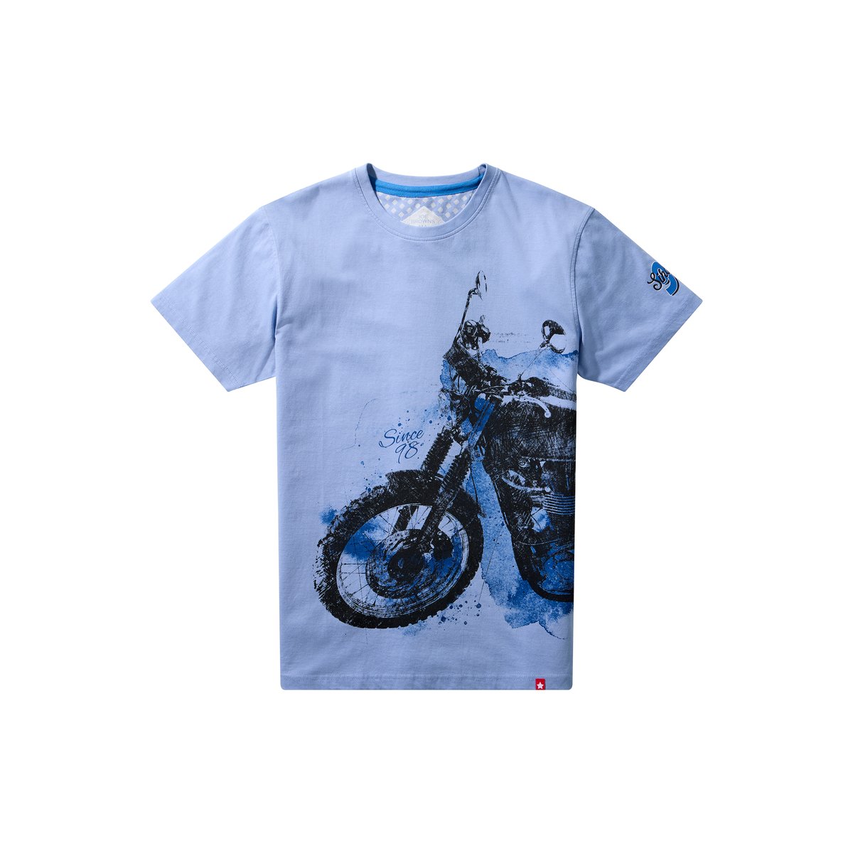 T-shirt graphique moto esquissée bleu, JOE BROWNS