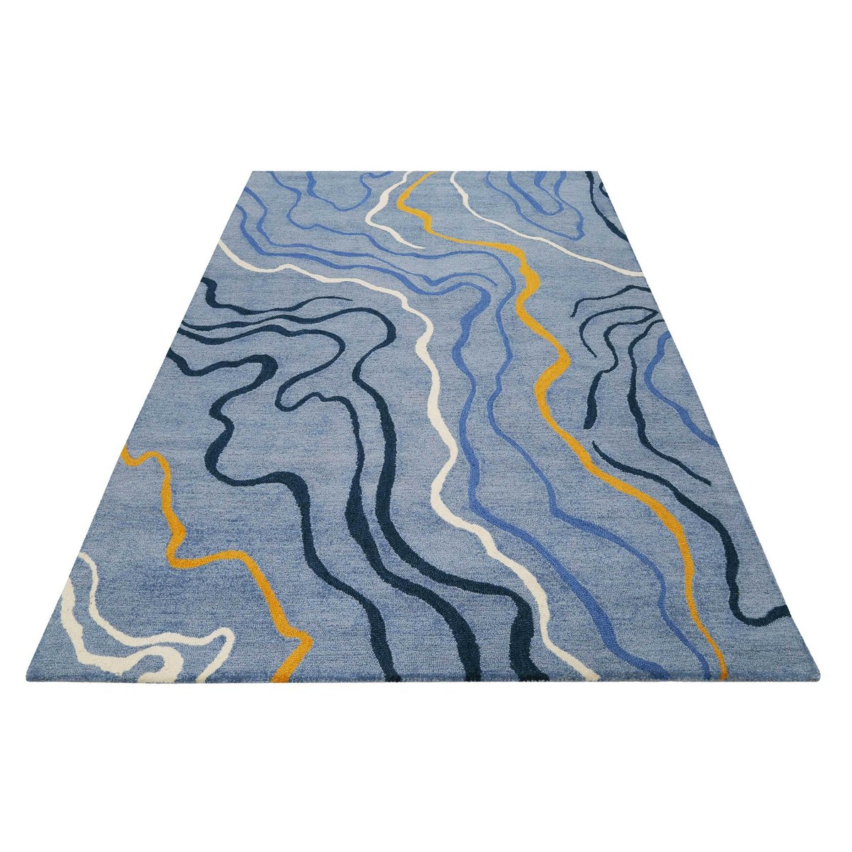 Tapis fait main motif abstrait , DRIVE bleu clair, ESPRIT