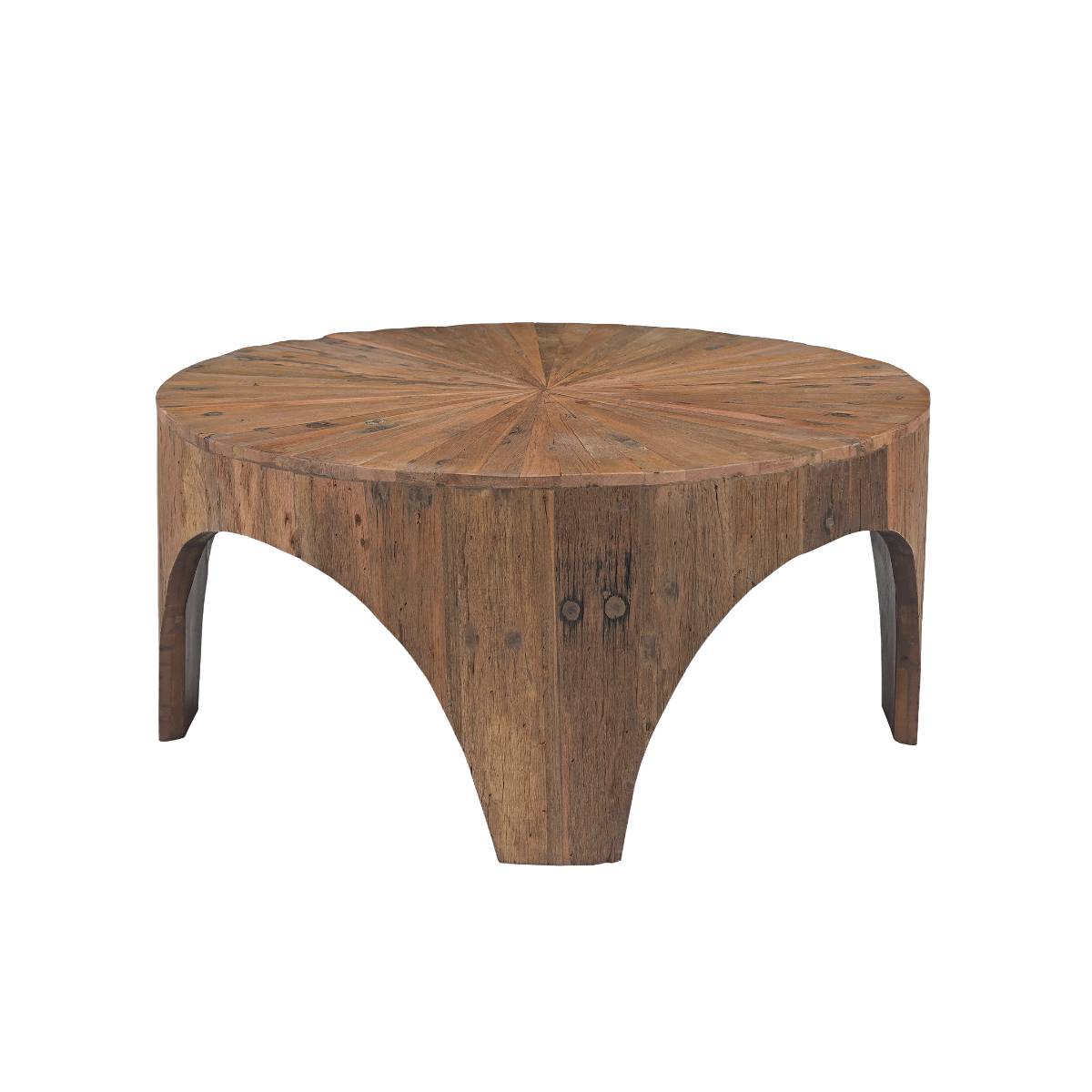 Table basse arrondie en bois recyclé CAPUCINE bois clair, MADE IN MEUBLES