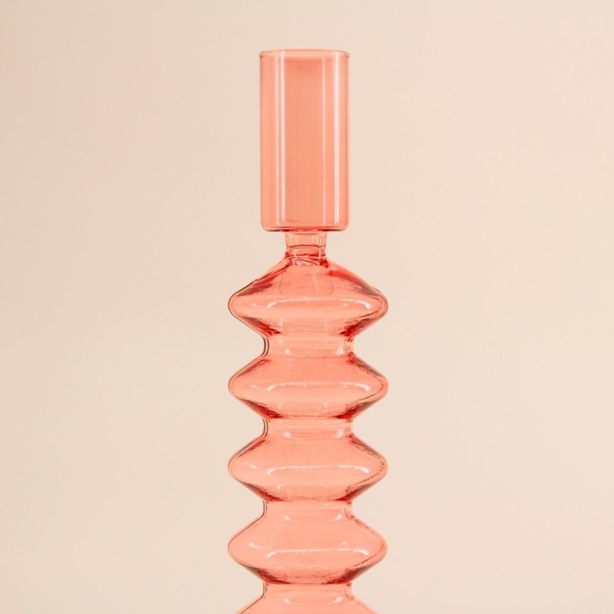 Bougeoir perles en verre 24cm rose, DECOSTAR