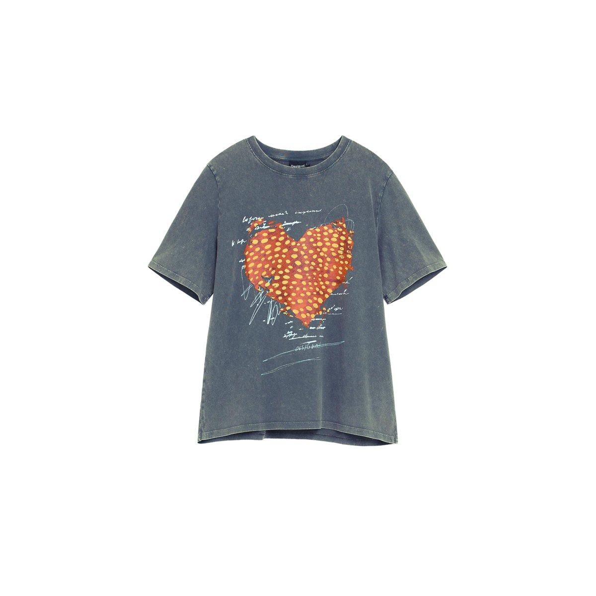 T-shirt imprimé en coton biologique noir, DESIGUAL