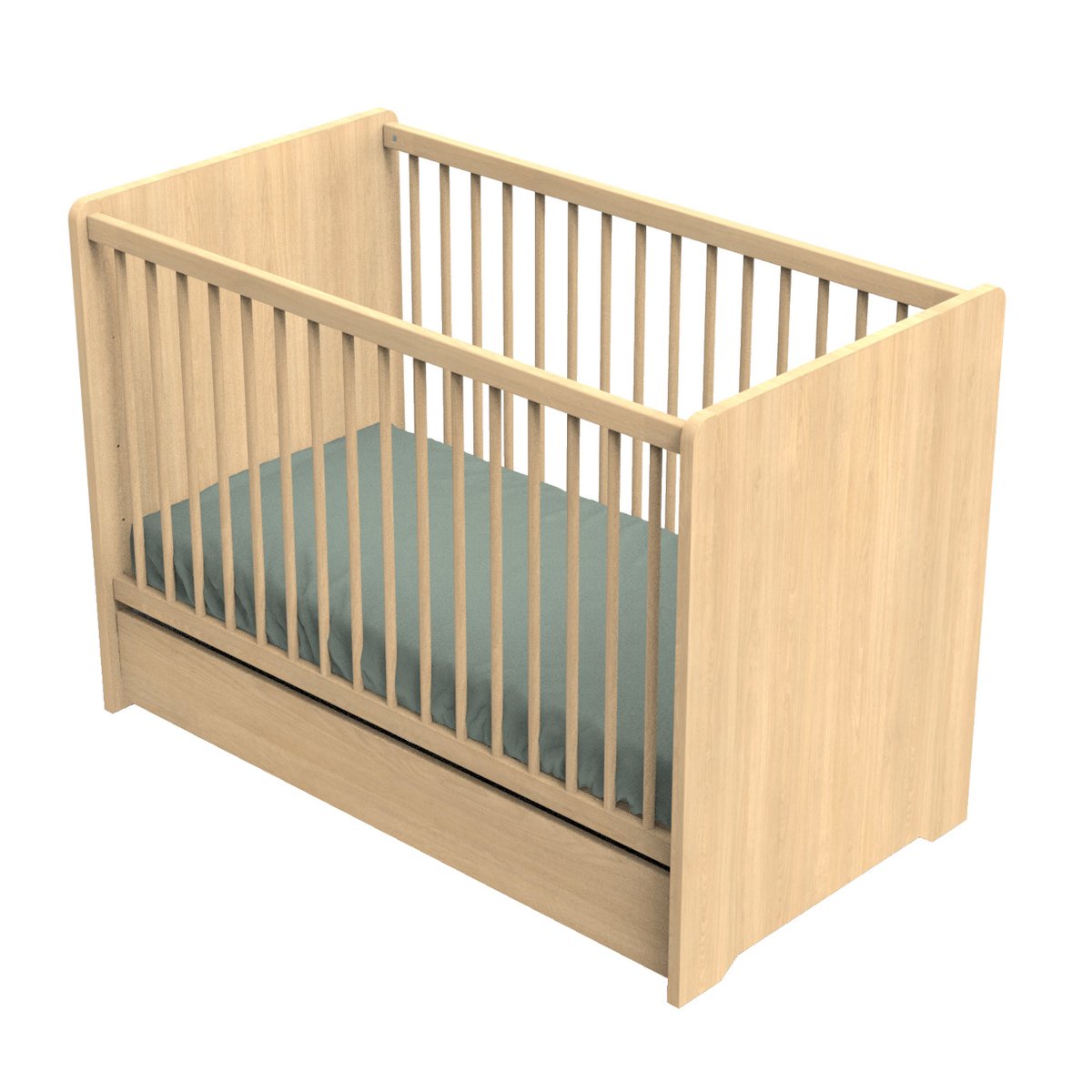 Lit avec têtes de lit arrondies en bois décor chêne miel marron, SAUTHON