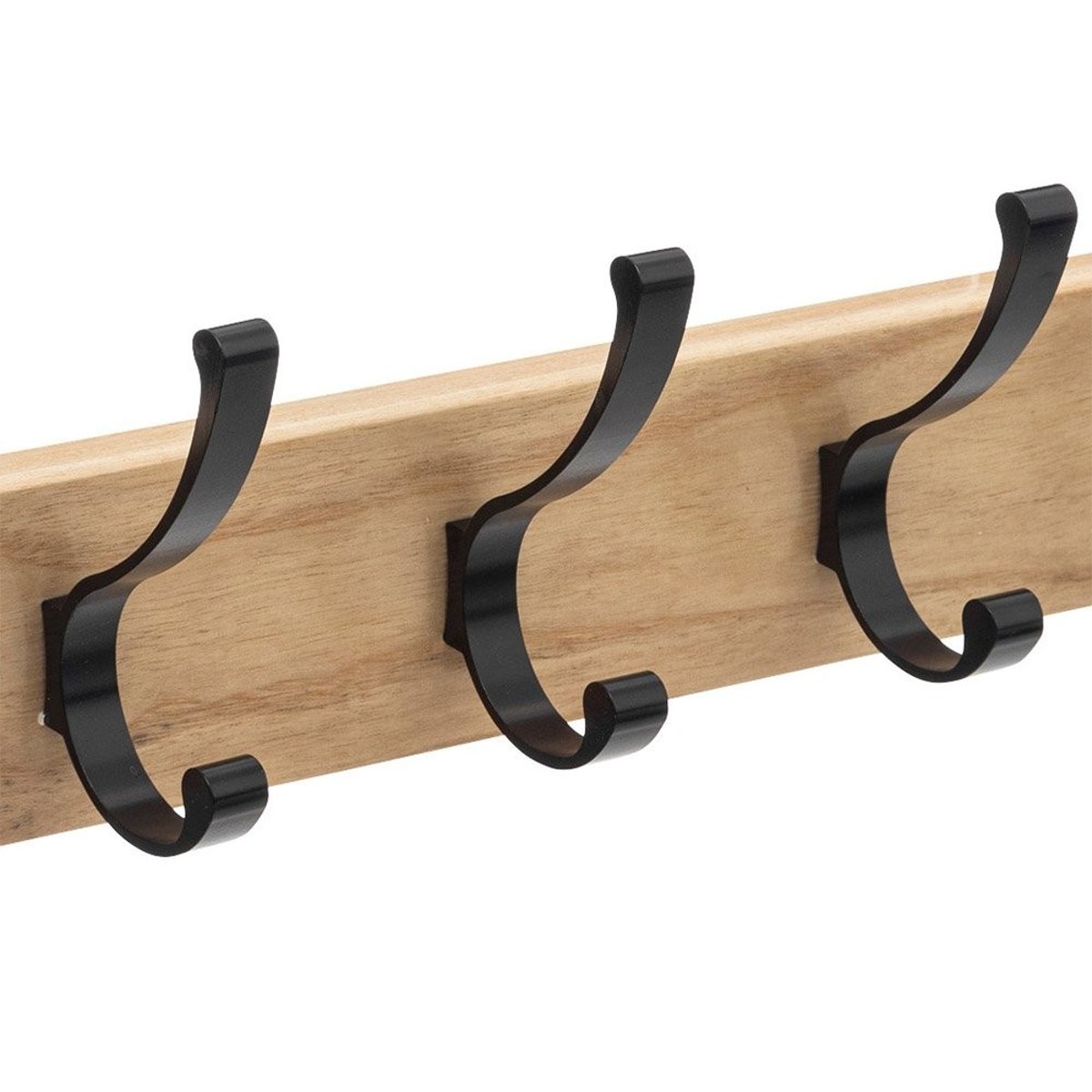 Patère 6 Têtes Bois Naturel Et Noir beige, ATMOSPHERA