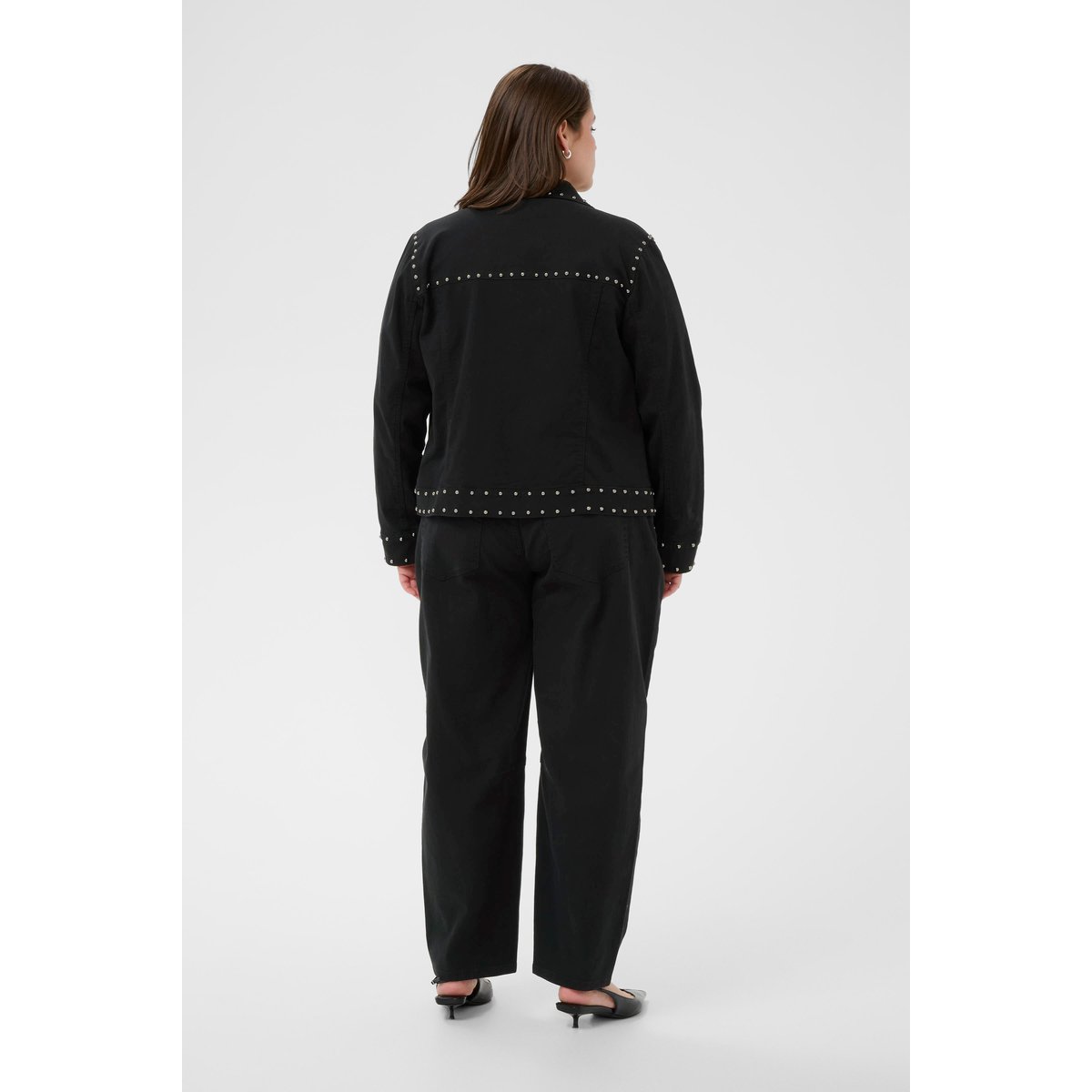Manteau noir washed black twill, KAFFE CURVE