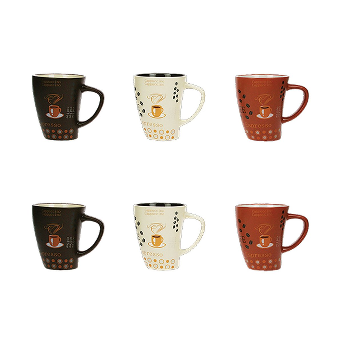 Lot de 6 mugs en grès 25cl, NOVA multicolore, NOVASTYL