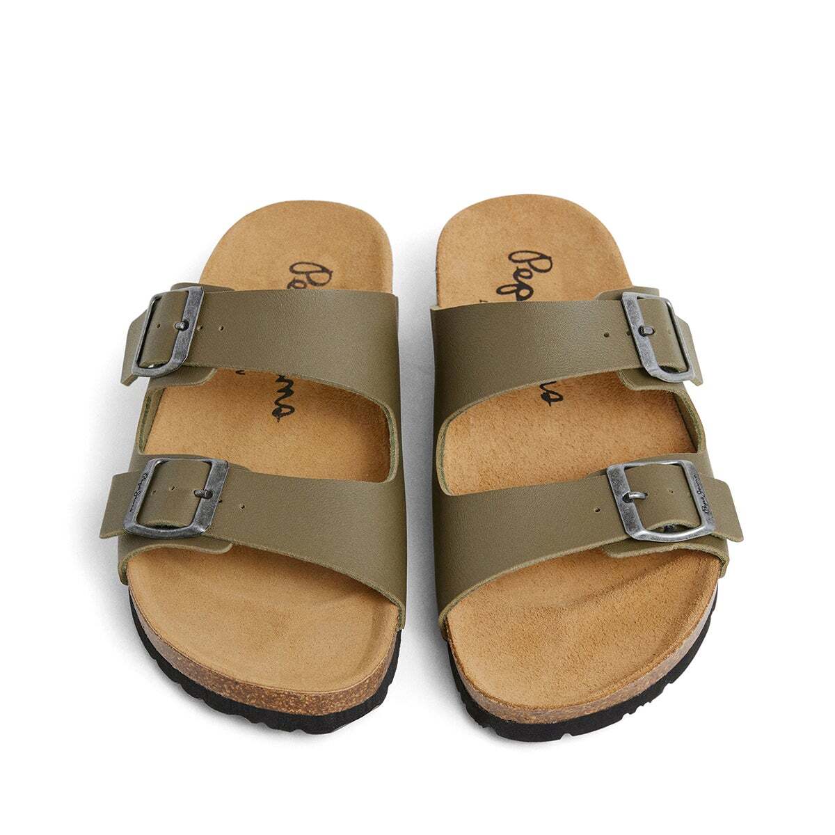 Sandales À Double Boucle vert kaki forêt, PEPE JEANS