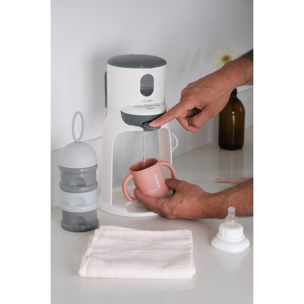 Tasse d'apprentissage évolutive 3 en 1 EVOLUCLIP rose ancienne, BEABA